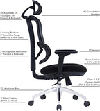 SUNLINE Elevate Office Chair - Ergonomic & Adjustable Lumbar Support System with Aluminum Base - 4D Curved Mesh Headrest & 3D Armrest Chair, Tilt Control