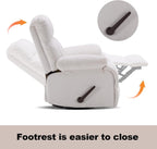 360° Swivel Glider Recliner, Oversized Recliner Rocker Chair, Extra Wide Manual Recliner, Overstuffed Soft Rocking Sofa Chair for Living Room& Bedroom (Beige)