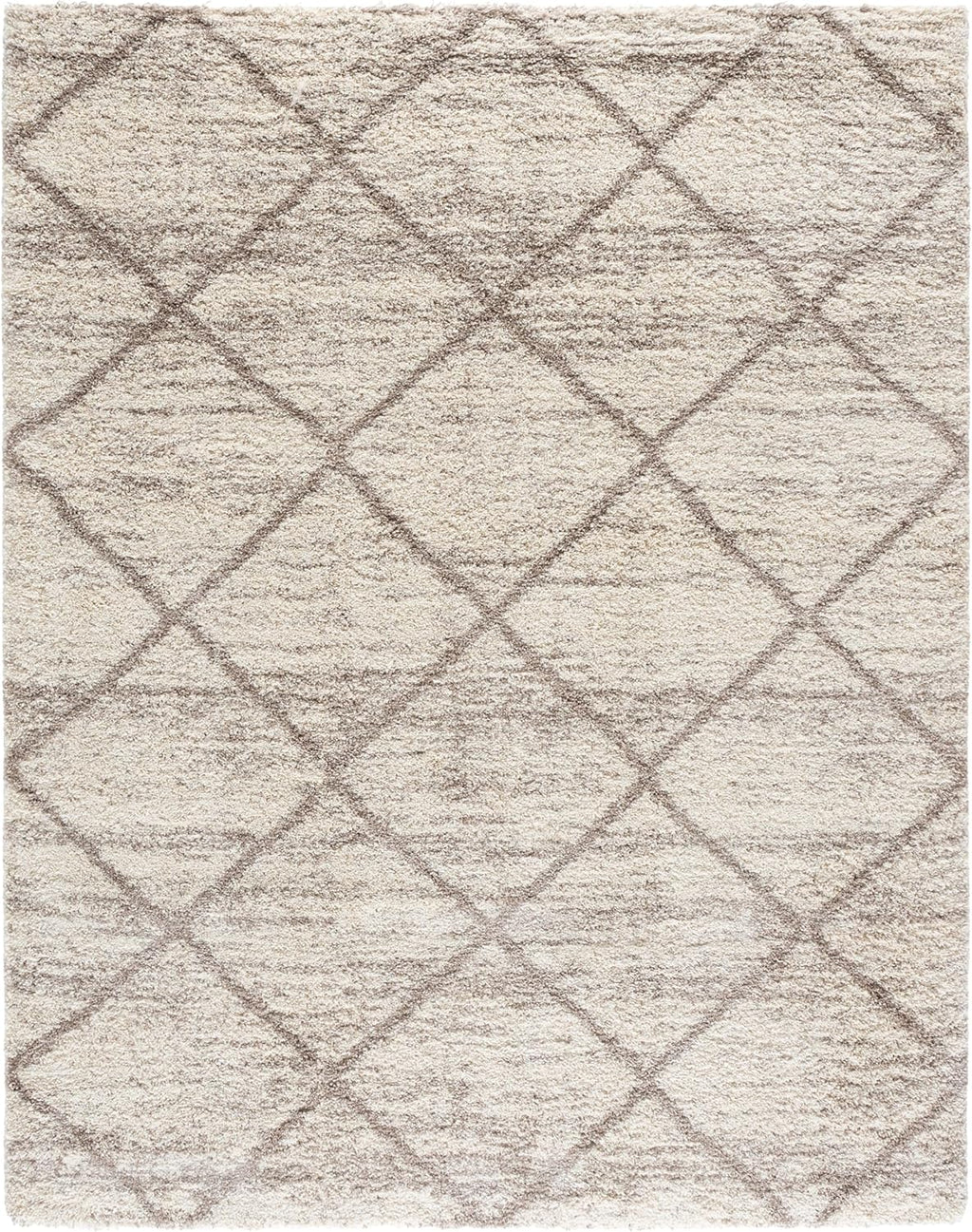 SAFAVIEH Hudson Shag Collection Area Rug - 9' x 12', Multi Ivory & Beige, Modern Trellis Design, Non-Shedding & Easy Care, 2-inch Thick Ideal for High Traffic Areas in Living Room, Bedroom (SGH281H)