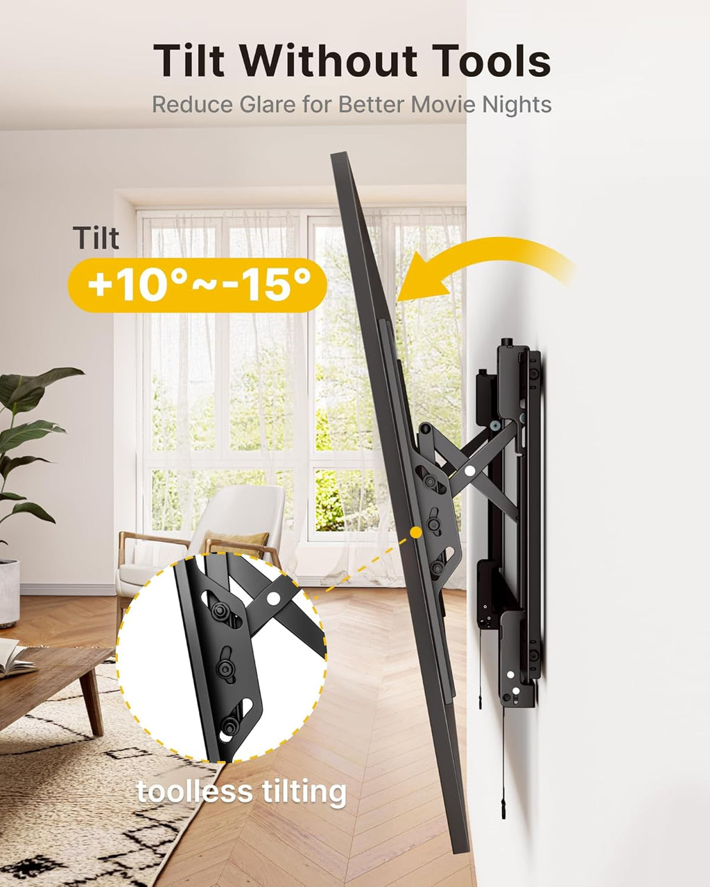 monTEK Heavy Duty Tilting TV Wall Mount Barckt for 37–90" TVs up to 200 lbs – Low Profile, Universal Fit, Tilt & Swivel Adjustment, 6.8" Extension, Fits 16"/18"/24" Studs, Max VESA 600x400mm