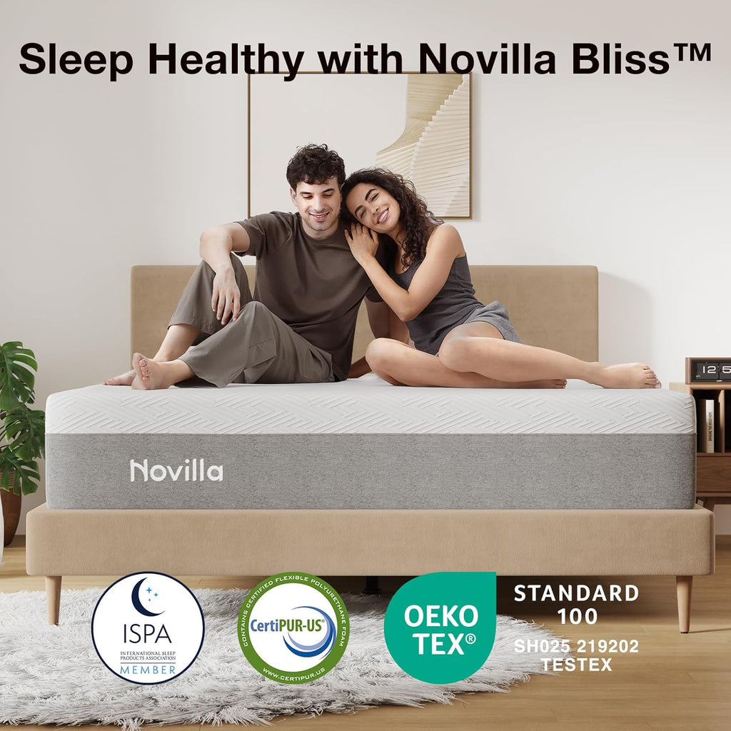 Novilla Full Mattress, 12 Inch Gel Memory Foam Full Size Mattress for Cool Night & Pressure Relief, Medium Plush Feel with Motion Isolating, Bliss