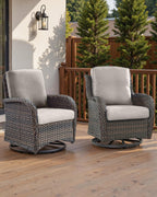 Pop 22x25/22x24 Outdoor Replacement Cushions - 1 Set High Back Deep Seat Patio Furniture Cushion for Wicker Dining Swivel Rocking Chairs Rattan Loveseat Couch Sectional Sofa - Beige/Classic