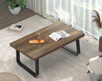 HSH Farmhouse Modern Simple Oak Center Table - Industrial Minimalist Rectangle Living Room Coffee Table, Wood and Metal, Rustic Oak, 39 in