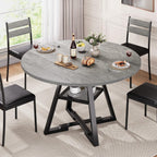 Jocoevol Round Dining Table for 4,Kitchen Dining Room Circle Dinner Pedestal Table,Space Saving Wood Kitchen & Dining Room Furniture, 42In,Grey