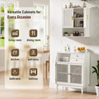 INNOD Bathroom Wall Cabinet, Wall-Mounted Medicine Cabinet with Adjustable Wood Shelf & Doors, Floating Bathroom Cabinet Over Toilet for Laundry Room & Kitchen & Living Room (White)