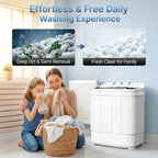 SUPER DEAL Compact Mini Twin Tub Washing Machine 13lbs Capacity Portable Washer Wash and Spin Cycle Combo, Built-in Gravity Drain for Camping, Apartments, Dorms, College, RV’s and Small Spaces