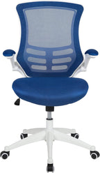 Flash Furniture Kelista Office Chair, Ergonomic, Mid-Back, White Frame, Blue Mesh with Swivel