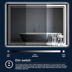 48 x 30 Inch LED Bathroom Mirror with Lights, Front and Backlit Anti-Fog Dimmable Memory Lighted Bathroom Vanity Mirrors for Wall, Shatterproof Led Mirror for Bathroom
