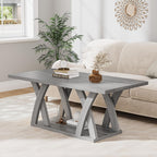 47” Farmhouse Coffee Tables for Living Room Rustic Stands with Storage Shelf Grey Coffee Tables for Living Room Farmhouse Center Stands with Shelf Wood Rectangle Center Table