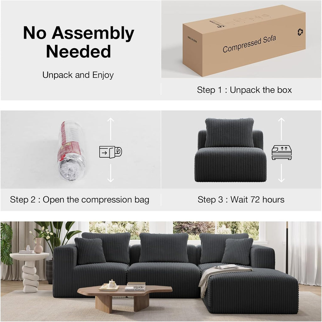 Novilla Modular Sectional Sofa, Modern Cloud Sectional Couch with Smarts Coil® Support, Upholstered Boneless Couch for Living Room Apartments Bedroom, No Assembly Required, Dark Gray (Armless Chair)