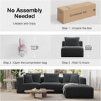 Novilla Modular Sectional Sofa, Modern Cloud Sectional Couch with Smarts Coil® Support, Upholstered Boneless Couch for Living Room Apartments Bedroom, No Assembly Required, Dark Gray (Armless Chair)