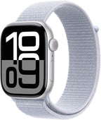 Apple Watch Series 10 GPS  42mm - Silver Aluminum Case with Blue Cloud Sport Loop (Renewed)