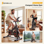 NEWBULIG Exercise Bike with APP, Stationary Bikes for Home, Workout Bike for Adults & Seniors, Cycle Machine, Adjustable Height and Resistance, Low Noise, 265lbs Weight Capacity, Easy Assembly