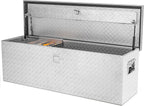 AUTOSAVER88 48 Inch Truck Bed Tool Box, Heavy Duty Aluminum Diamond Plate Tool Box Chest, Waterproof Chest Storage Box with Sliding Shelf and Lock for Trucks, Trailers, RVs, Warehouses