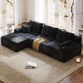 97" L-Shaped Cloud Boneless Couch with Deep Seat, Modular Sectional Sofa with Chaise, Flexible Module Combination for Living Room, Bedroom, No Assembly (Black, Left Facing Chaise)