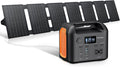 Portable Power Station with 55W Solar Panel  299Wh LiFePO4 Backup Battery 300W Pure Sine Wave AC (600W Peak) Car Outlets PD 60W QC3.0 Solar Generator Power Bank for Camping  Emergency  CPAP