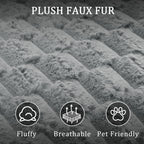 Faux Fur Chaise Lounge Indoor with Adjustable Backrest, 59 Inches Single Sleeper Sofa Chair with 3 Lumbar Pillows, Upholstered Oversized Lounge Chair for Living Room, Bedroom, Office