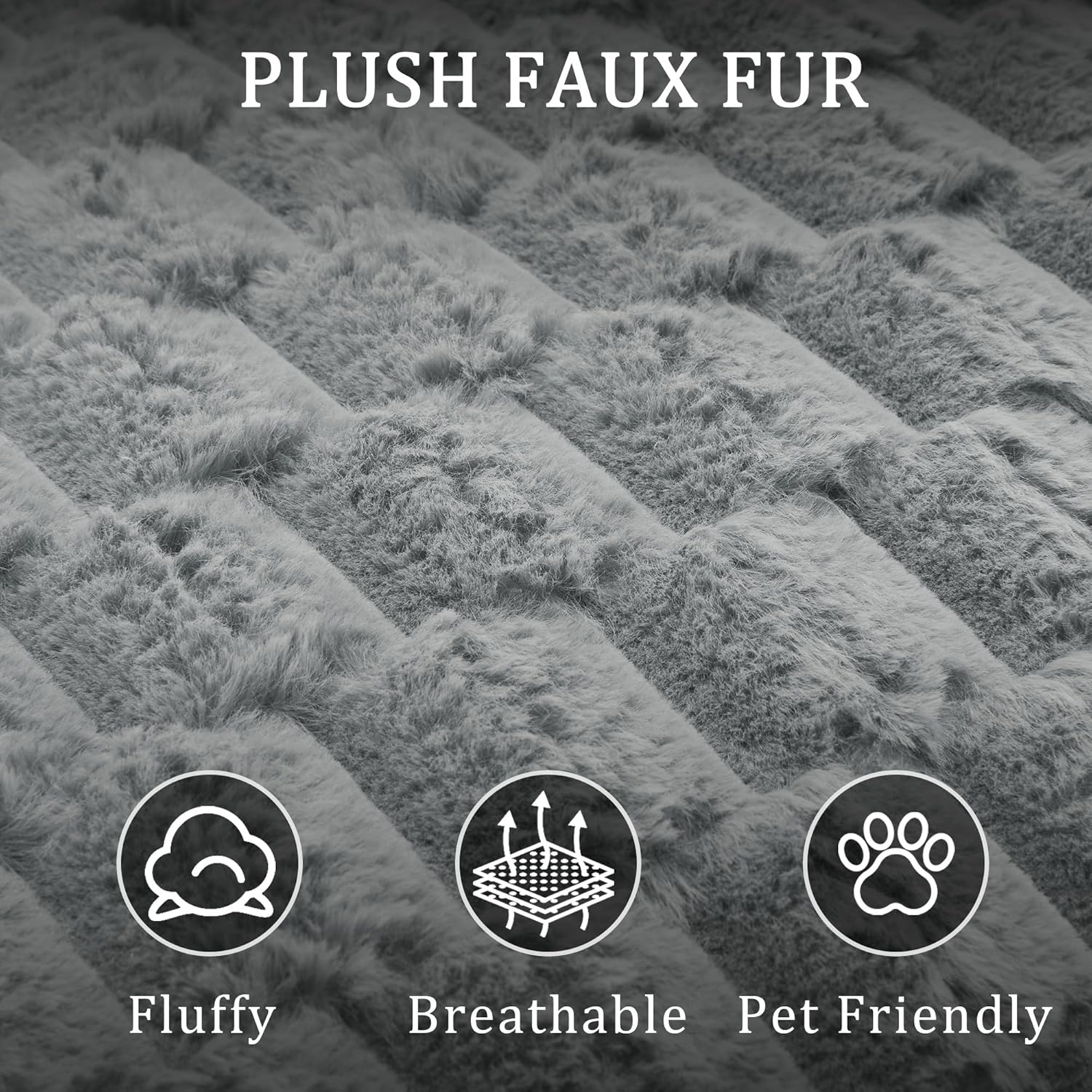Faux Fur Chaise Lounge Indoor with Adjustable Backrest, 59 Inches Single Sleeper Sofa Chair with 3 Lumbar Pillows, Upholstered Oversized Lounge Chair for Living Room, Bedroom, Office