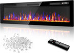 Vitesse 72 Inch Ultra Thin Electric Fireplace-Narrow Bezel Linear Fireplace Heater Recessed Wall Mounted, Remote and Screen Control, 8H Sleep Timer, Low Noise, 750/1500W for Living Room, Bedroom