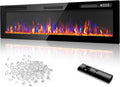 Vitesse 72 Inch Ultra Thin Electric Fireplace-Narrow Bezel Linear Fireplace Heater Recessed Wall Mounted, Remote and Screen Control, 8H Sleep Timer, Low Noise, 750/1500W for Living Room, Bedroom