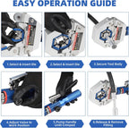 FS-7842A Hydraulic Hose Crimper Kit - 8T Handheld Crimping Tool w/Quick-Lock Dies, 7 Molds for Auto A/C, HVAC & Industrial Piping (3/8"-7/8")