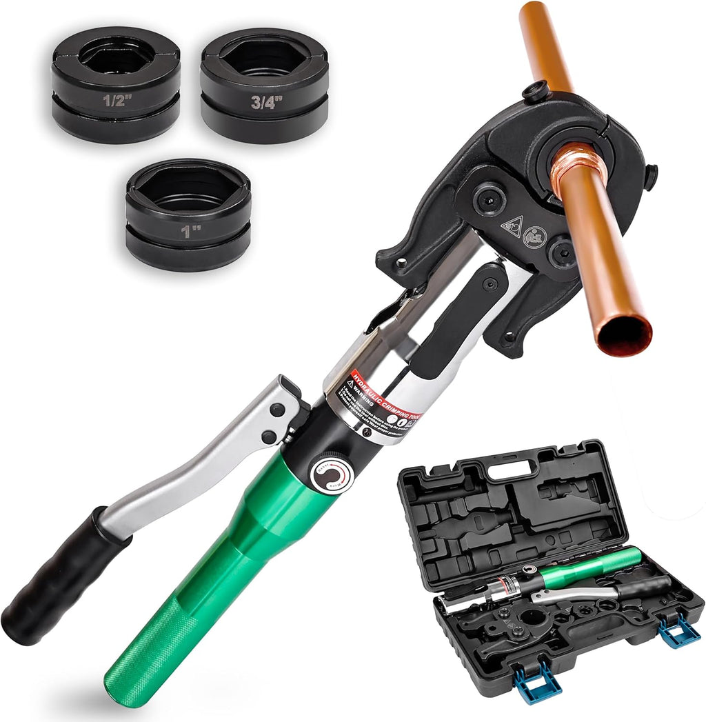 Copper Tube Fitting Crimping Tool Copper Pipe Crimper Press with 1/2" 3/4" and 1" Jaw for ProPress Copper Fitting