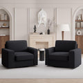 Swivel Accent Sofa Chair Set of 2, 360 Degree Rotation 36'' Width Oversized Wingback Armchair Linen Fabric Single Thick Cushion Soft Living Room, Office Black