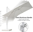 PURPLE LEAF 9' × 11.5' Patio Umbrella White Cantilever Umbrella Aluminum Square Outdoor Offset Umbrella Hanging Windproof with 360° Rotation for Garden Deck Pool, White