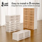 ANTBOX Foldable Shoe Rack Cabinet with Clear Doors, Extra Large Shoe Organizer for Entryway & Closet, Portable Dust-Free Storage Shelf Holds 40 Pairs (X-Large 40 Pairs)