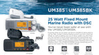 Uniden UM385 25 Watt Fixed Mount Marine Vhf Radio  Waterproof IPX4 with Triple Watch  Dsc  Emergency/Noaa Weather Alert  All Usa/International/Canadian Marine Channels  Memory Channel Scan  White
