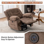Power Swivel Rocker Recliner with Massage and Heat, USB Port, Infinite Position, Oversized Electric Glider Rocking Chairs Living Room, Soft Fabric Reclining Sofa Chair(Mocha)
