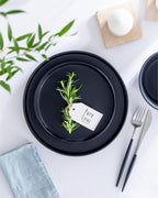 32 Piece Black Dinnerware Set for 8 | Matte Black Plates and Bowls Sets, Modern Stoneware Black Dishes Set | Scratch Resistant, Dishwasher & Microwave Safe | Matte Black Finish Ultra-Chic & Modern