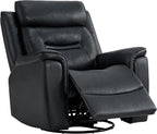 Leather Recliner Chair, 360° Swivel Rocker for Adults Manual Rocking Reclining Chair with Adjustable Backrest Footrest for Living Room Bedroom Home Theater Seating