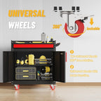 Eltean Rolling Garage Cabinets, Garage Storage Cabinet with Wheels and Workbench, Metal Cabinet with Doors and Shelf, Lockable Metal Storage Cabinets, for Home,Garages, Repair Stores, Warehouses