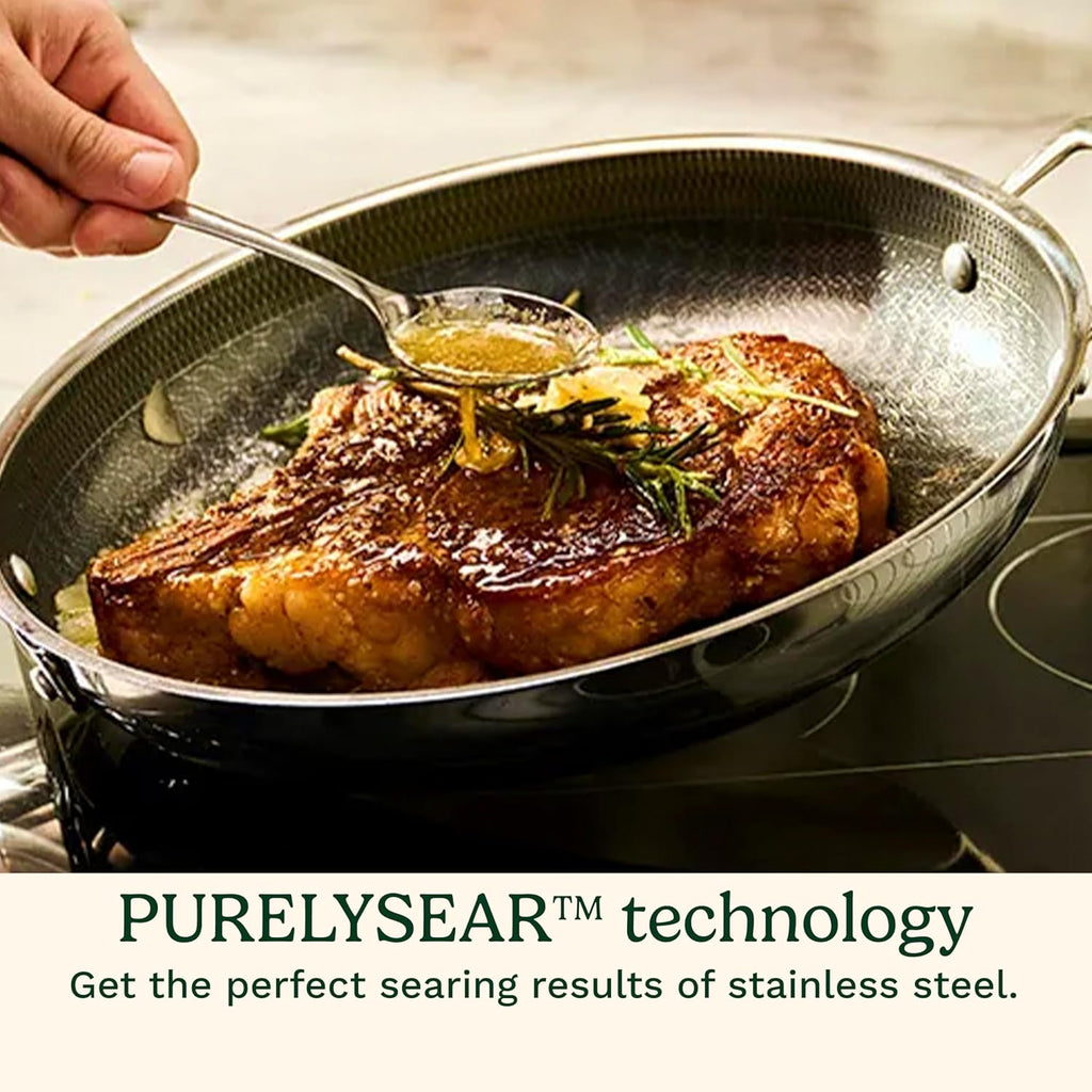 Cuisinart FusionPlus Hybrid Nonstick Stainless Steel Cookware Set, 2-Piece Skillet Cooking Set with PFAS-Free PURELYSEAR Ceramic Non Stick Technology, Scratch Proof, Cool Grip Handles, Dishwasher Safe
