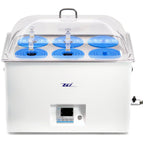 ZKI 20L Lab Water Bath, 1500W Laboratory Thermostatic Water Bath, ±0.2°C Accuracy & 0.1°C Res, 14 Heating Modules with Even Heat Distribution, 9-Piece Kit for Lab, Clinical and Industrial Use (110V)
