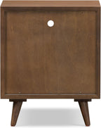 Poly & BARK Cura 22” Nightstand – Solid and Veneered American Black Walnut Bedside Table with Soft‑Close Drawers, Cord Management Cut‑Out and Splayed Solid Walnut Legs