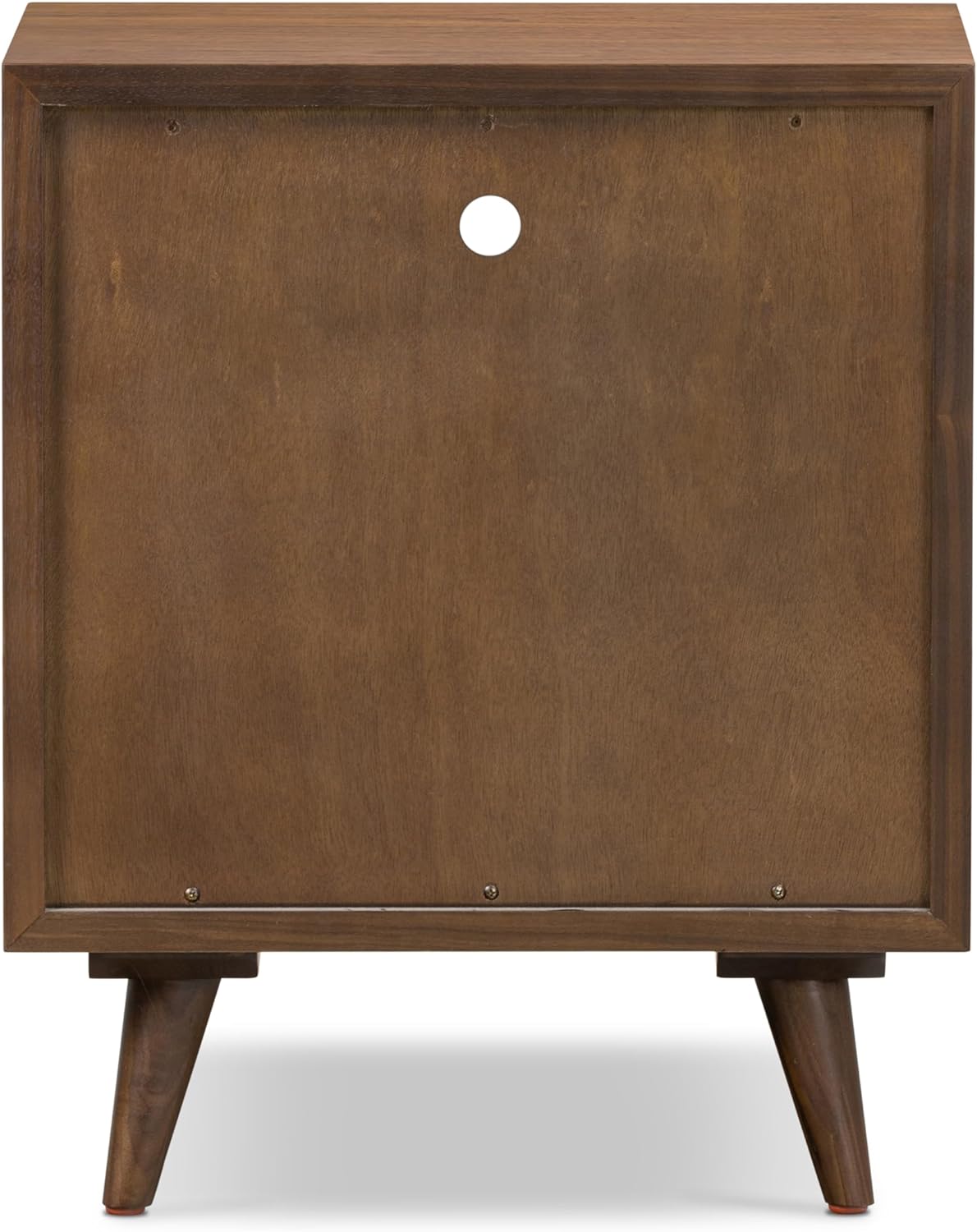 Poly & BARK Cura 22” Nightstand – Solid and Veneered American Black Walnut Bedside Table with Soft‑Close Drawers, Cord Management Cut‑Out and Splayed Solid Walnut Legs