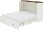 Queen Murphy Bed with 6" Tri-Fold Memory Foam Mattress, Storage Drawer & Charging Station, Space-Saving Design for Home Office or Guest Room, White