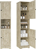 Viaozutis Tall Bathroom Storage Cabinet, Vertical Freestanding Organizer with Adjustable Shelf, Slim Design for Small Bathrooms, Towels & Toiletries Storage Gray