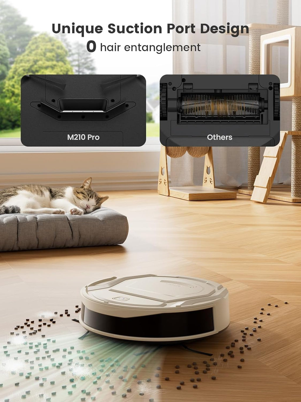 Lefant Robot Vacuum Cleaner M210 Pro,Slim,Quiet,2200Pa Suction,120 Min Self-Charging Robotic Vacuums, Freemove 3.0,WiFi/APP/Alexa,6 Cleaning Modes Ideal for Hard Floors Pet Hair Low Carpet,Champagne