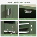 TEENFON Bathroom Floor Storage Cabinet with Adjustable Shelf, Freestanding Storage Cabinet with 4 Doors, Cupboard for Living Room, Home Office, Entryway, Forest Green