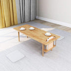 WoodShine Mid Century Modern Mini-Swing Wooden Coffee/Tea Table, Japanese Low Floor Desk, Real Solid Wood Cafe Table with Storage for Home Living Room,Office, Length of 47.25 inches,Natural