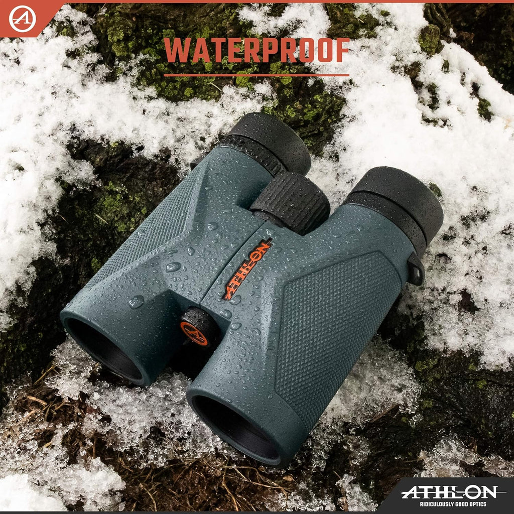 Athlon Optics 8x42 Midas UHD Gray Binoculars with ED Glass for Adults and Kids  High-Powered Binoculars for Hunting  Birdwatching  and More