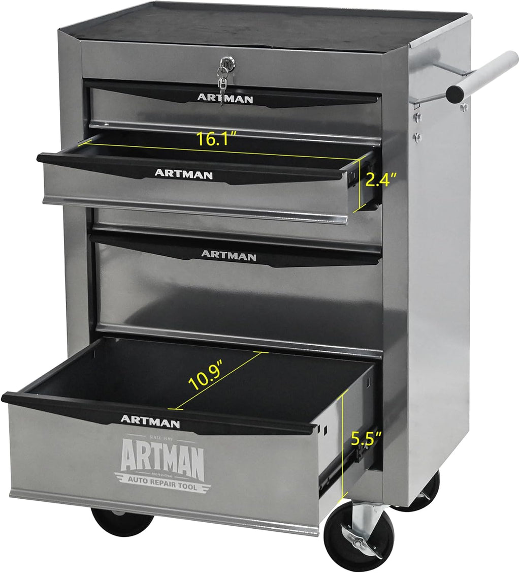5 Drawer Rolling Tool Cart on Wheels, Multifunctional Mobile Metal Tool Chest, Drawers Rolling Trolley Organizer Tool Box for Repair Shop,Warehouse,Garage,Workshop (5 Drawers-30.5"H-Silver)