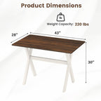 Giantex 43" Dining Table for 4, Rectangular Kitchen Table with Rubber Wood X-Shaped Frame, Space Saving Dinner Table for Living Dining Room, Dinette, Home Office, Restaurant
