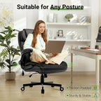 Office Chair, Big and Tall Executive Chairs with Lumbar Support for Back Pain, Breathable Desk Computer Chair with Adjustable Flip-up Armrests, Wide Cushion Swivel Home Office Chair Black PU