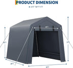 GarveeHome 6x6 FT Portable Outdoor Storage Shed with Roll-Up Zipper Door & Vent, 240G Heavy-Duty Shelter Waterproof PE Tarp, UV-Resistant Carport for Motorcycle, Firewood, Tools -Gray (Gray, 6x8)