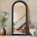 Rustic Standing Full Length Mirror Wood Frame, 71"X32" Large Arched Floor Mirror with Stand, Farmhouse Wood Mirror Full Length for Bedroom Living Room Entryway, Leaning or Wall Mounted, Brown