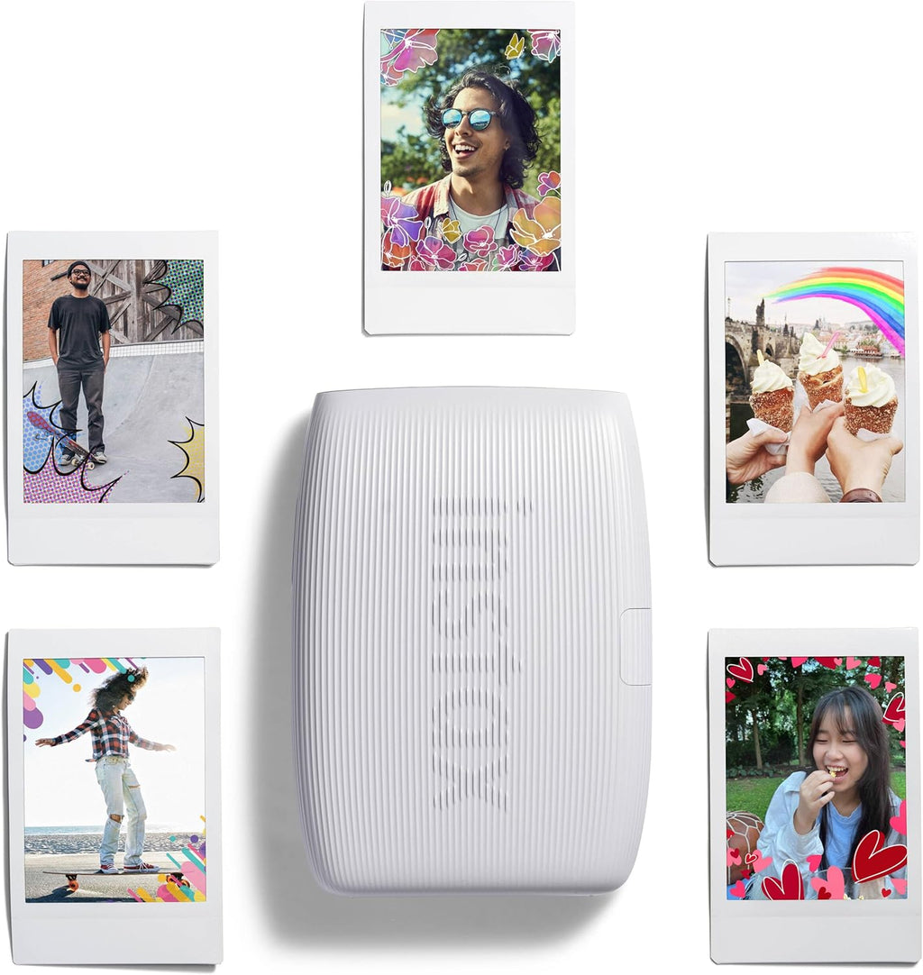 Bundle with Compatible Fuji Mini Link 3 Smartphone Printer Clay White + Fuji Film Value Pack 20 Sheets Accessories Bundle with Album + 5 Plastic Desk Frames + Paper & Sticker Frames (Clay White)